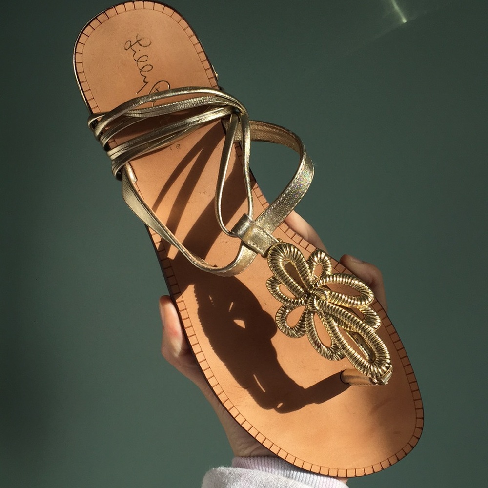 LILLY PULITZER Gold Lace-Up Gladiator Sandals NWOT